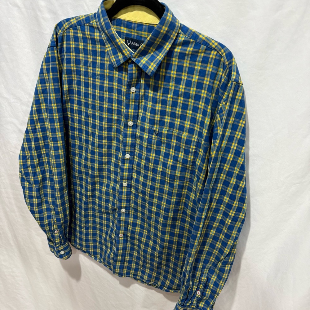 Allen Solly Sport Fit Blue Yellow Plaid Button Up Shirt XL (44)‎ Office Corp - Picture 2 of 15